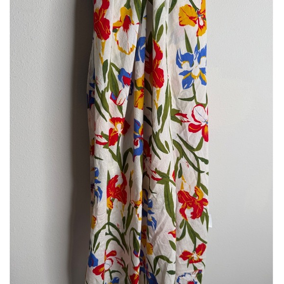 Tory Burch Women's White Red Yellow Silk Blend Floral Embellished Tassel Scarf - Picture 3 of 5